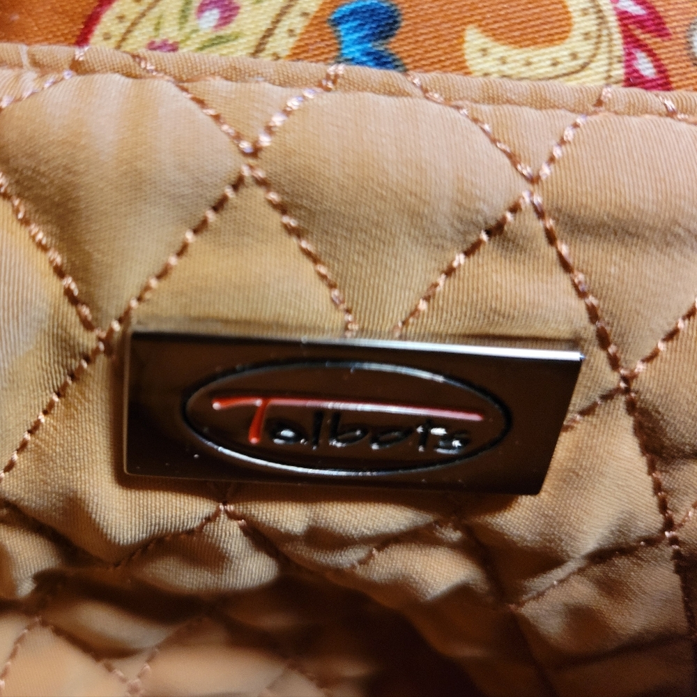 Vintage Talbots Orange Paisley handbag ,beaded ,tortoise Handles - Picture 6 of 11